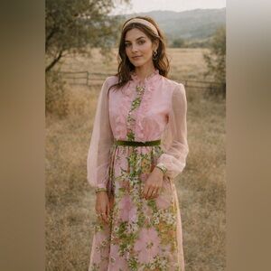 1960's Floral Maxi Dress Size Small